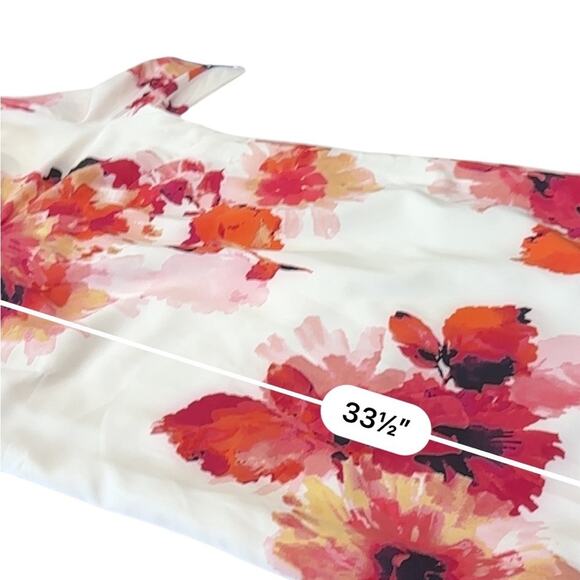 Calvin Klein V-Neck Tulip Sleeve Red and Orange Floral dress NEW Size 2 - Picture 9 of 13